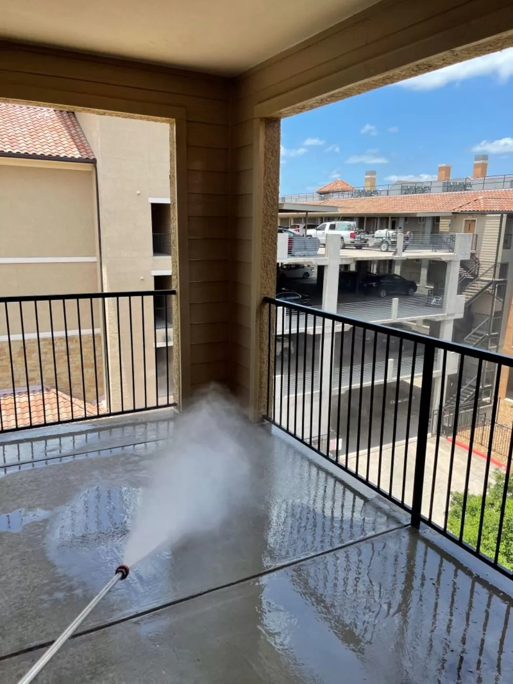 Apartment complex exterior after professional pressure washing in Vero Beach, FL