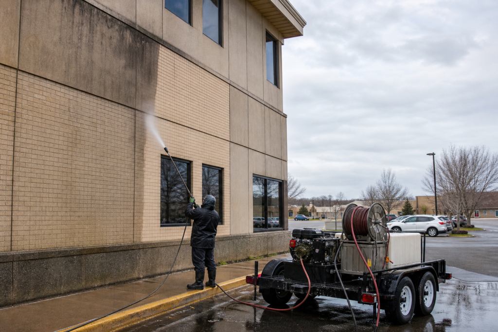 Commercial building facade washing in Vero Beach, FL