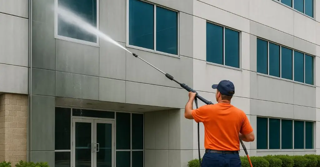 Office building exterior pressure washing in Vero Beach, FL